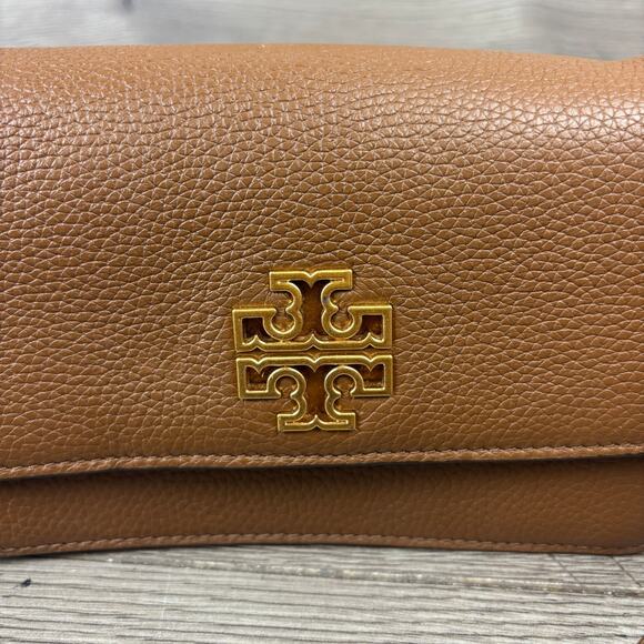 Tory Burch Britten Mini Satchel Tiramisu 140972 Leather Handbag - Picture 7 of 14